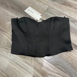 Brand New women’s size medium “Zara” black satin effect strapless corset top
